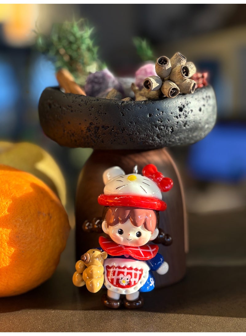Handcrafted Ceramic Doll Keychain | Pearl Chain Bag Charm - Image 3